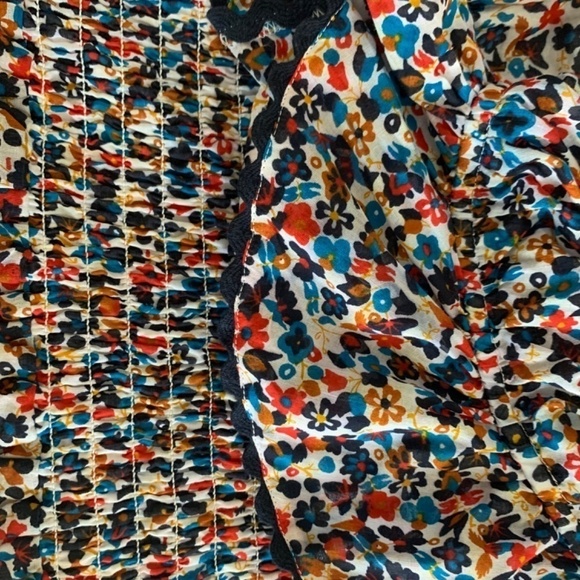 Tory Burch 100%Cotton Floral Print Smocked Waist Midi Dress On/Off the Shoulder - Picture 10 of 10